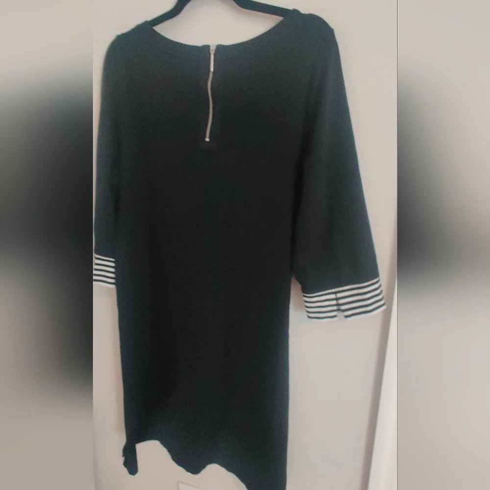 Tommy Bahama Black A-line Dress with Striped Sleeves Sz XL - Picture 4 of 6